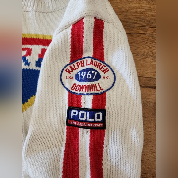 $268 Ralph Lauren Ski Logo Graphic Cotton Sweater Women's M Patch 1967 Downhill - Picture 7 of 13
